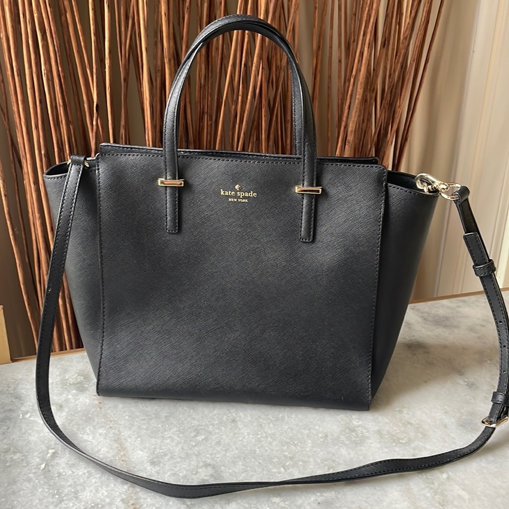 Kate Spade Cedar Street Hayden black satchel with crossbody strap